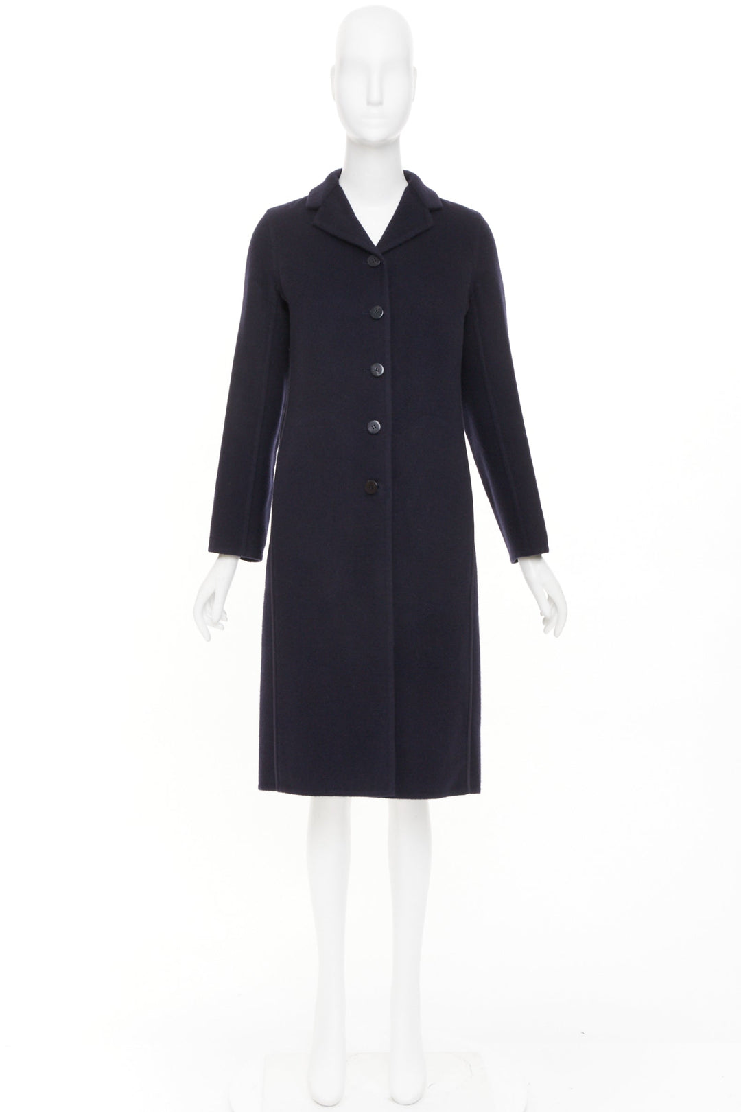 HERMES solid black double face pure cashmere single breasted outerwear FR34 XS