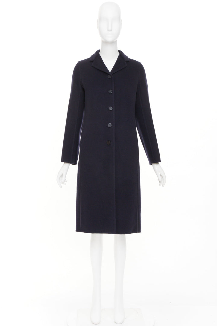 HERMES solid black double face pure cashmere single breasted outerwear FR34 XS