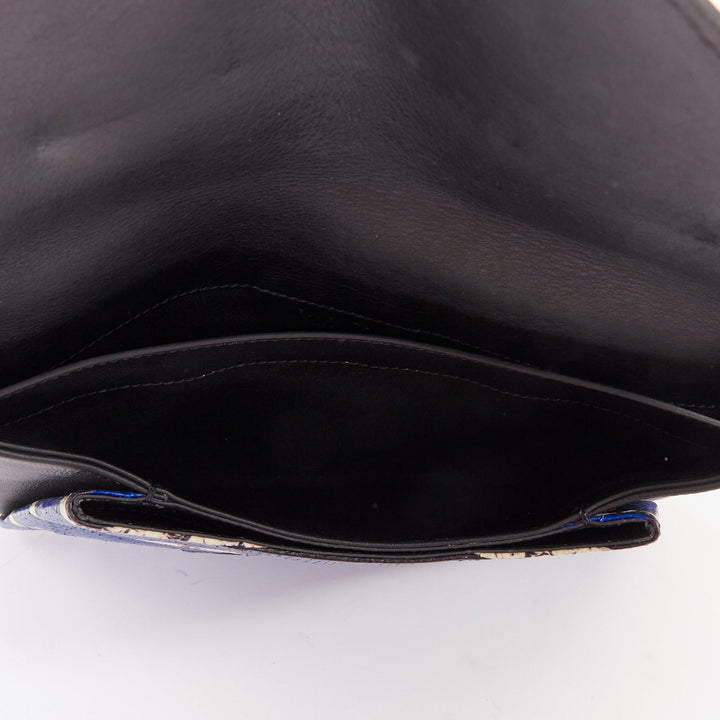 GIVENCHY Antigona Envelope blue striped elaphe scaled leather flap clutch bag
