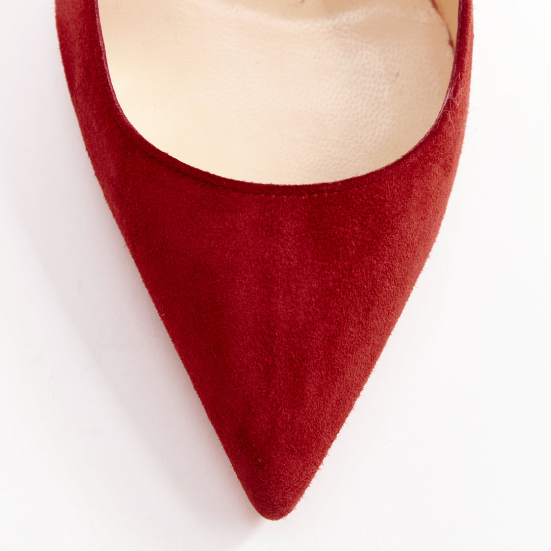 CHRISTIAN LOUBOUTIN Victorina 100 Veau Velours Carmin red suede flame pumps EU38