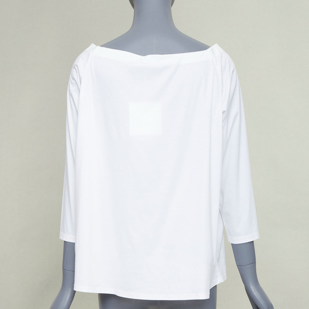 THE ROW Pepper white cotton stand up tape lined bateau neck crop sleeves top XS
