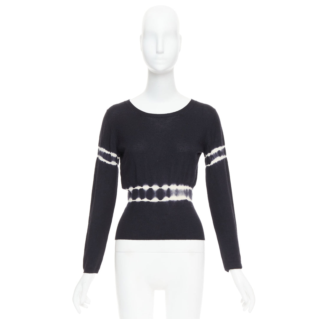 MIU MIU 2013 black cashmere silk tie dye cinched waist pullover sweater IT40 S
