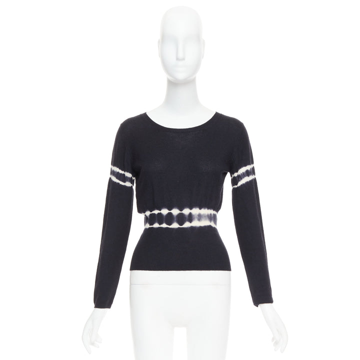 MIU MIU 2013 black cashmere silk tie dye cinched waist pullover sweater IT40 S