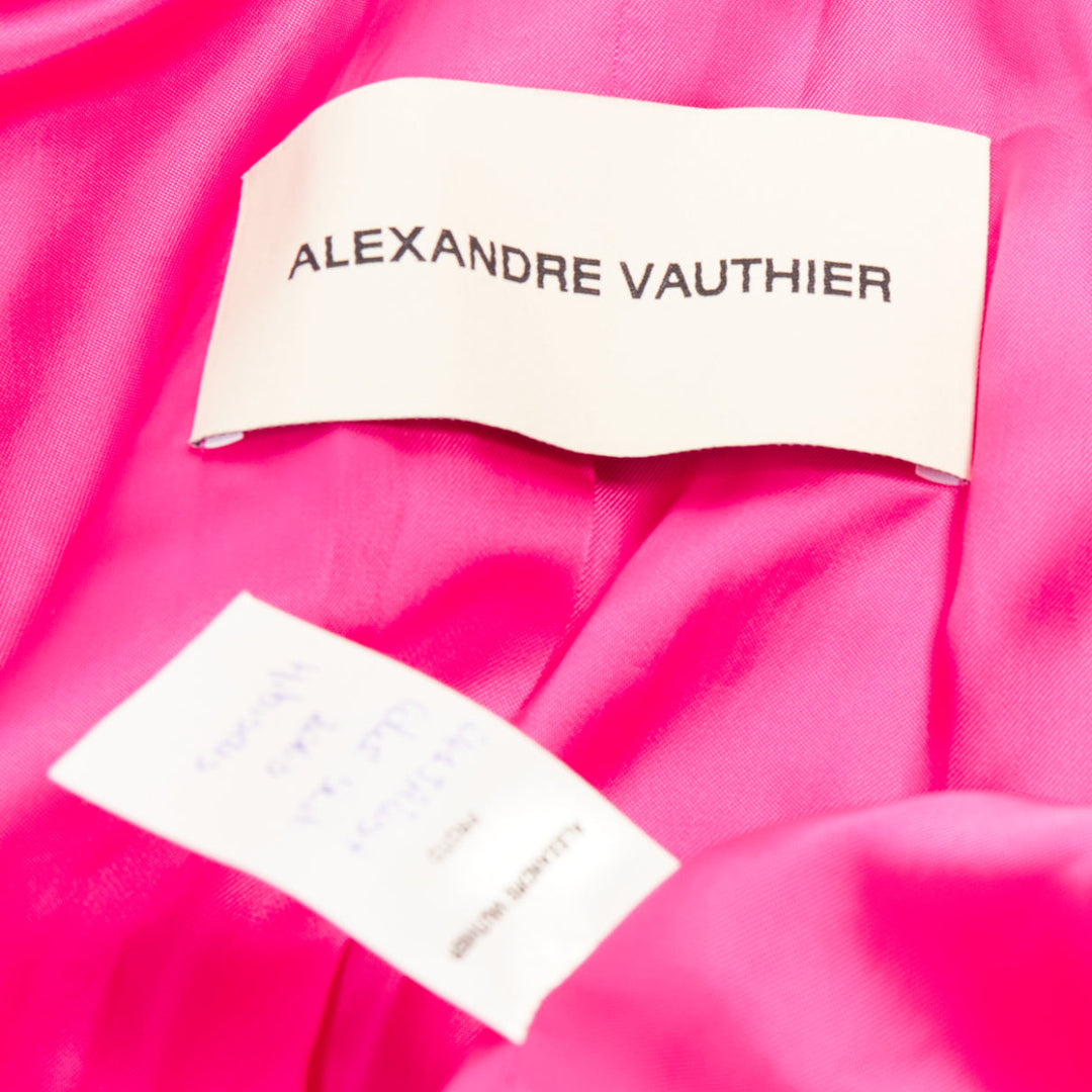 ALEXANDRE VAUTHIER hibiscus pink padded shoulder wasp waist peplum blazer S