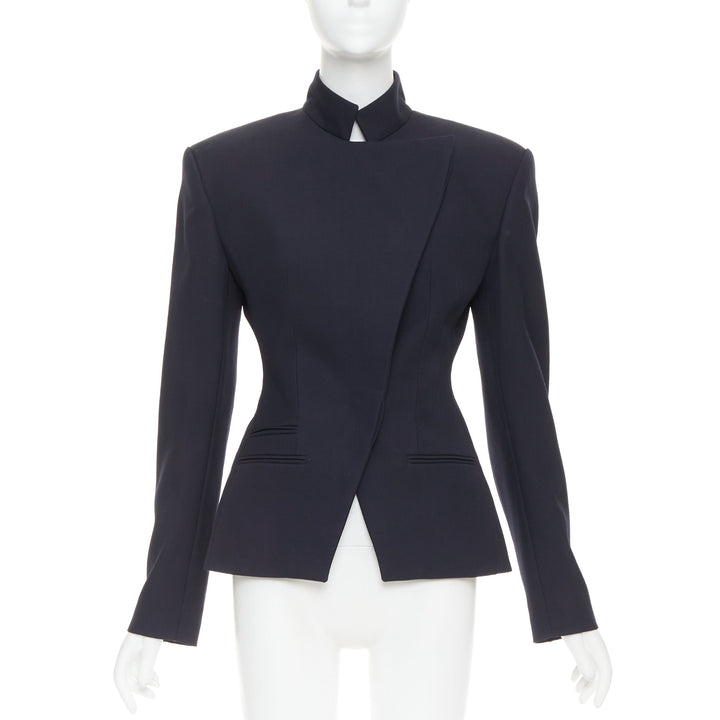 ALEXANDRE VAUTHIER COUTURE SS2025 Runway navy stand collar Power officer blazer