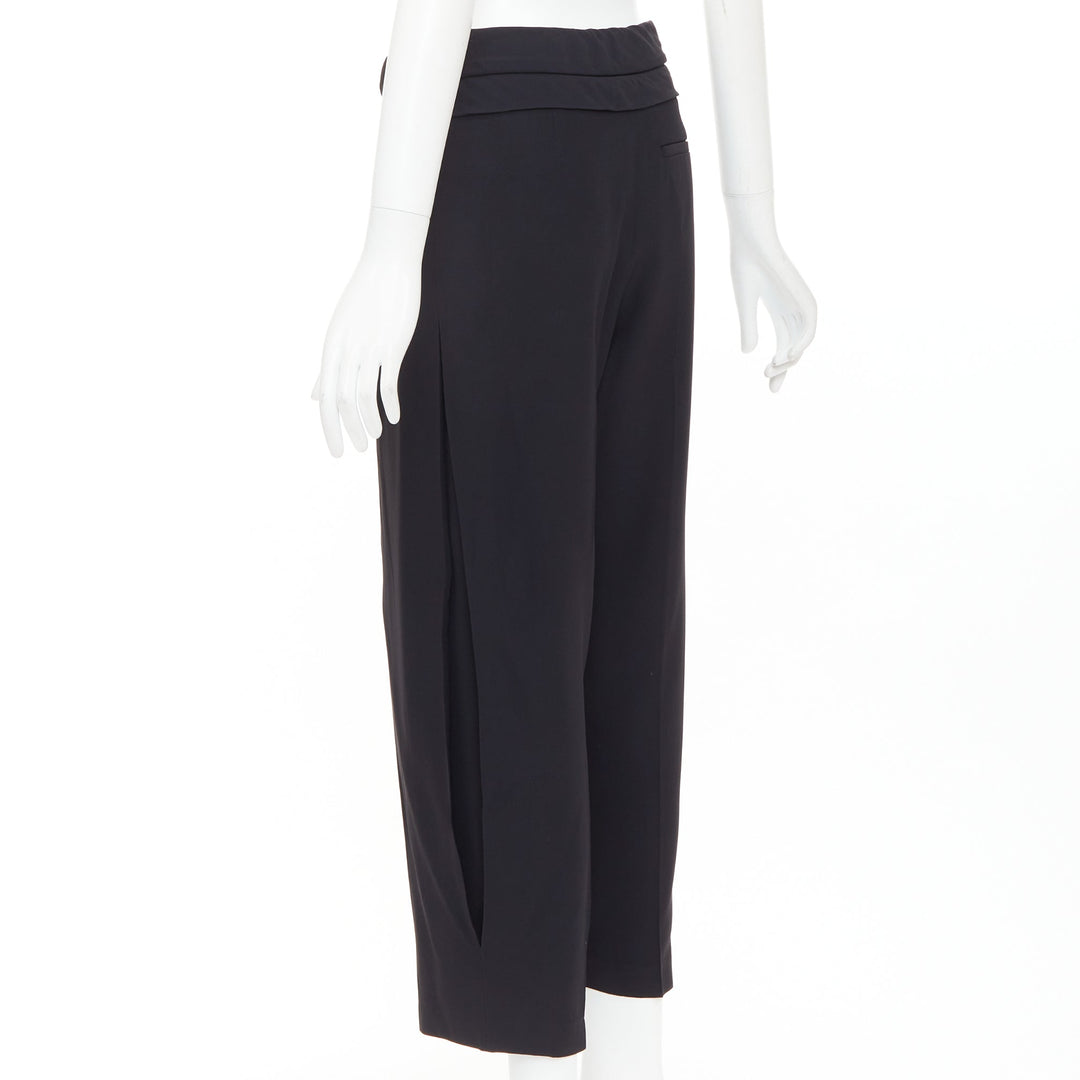 ALEXANDER MCQUEEN black cummerbund waistband tapered cropped trousers IT40 S