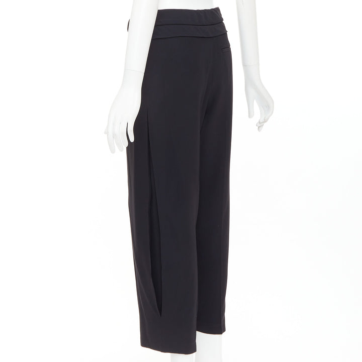 ALEXANDER MCQUEEN black cummerbund waistband tapered cropped trousers IT40 S