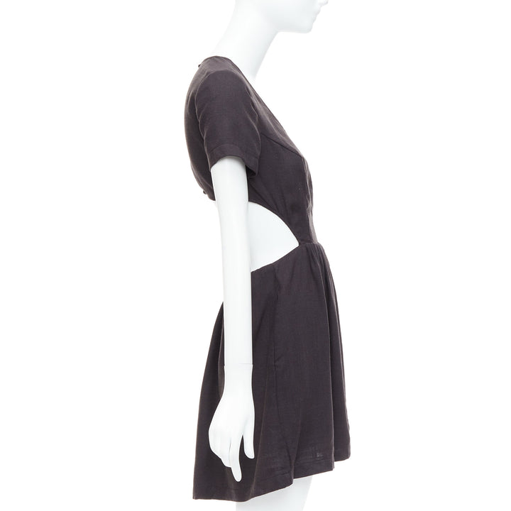 REFORMATION black open back V neck short sleeve mini dress US2 S