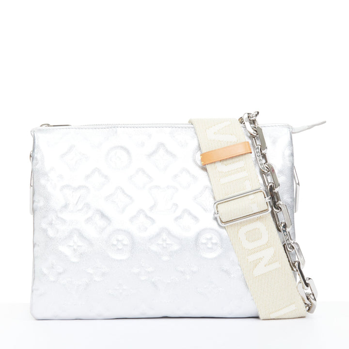 LOUIS VUITTON 2021 Runway Coussin PM silver monogram lambskin crossbody bag