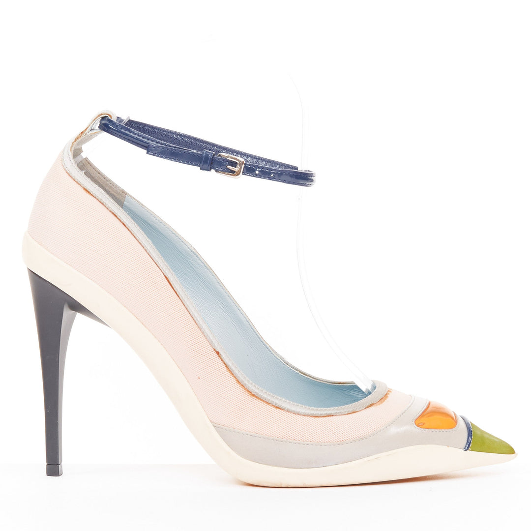 rare CHRISTIAN DIOR 2014 Runway Raf Simons sportif multi satin patent pumps EU37