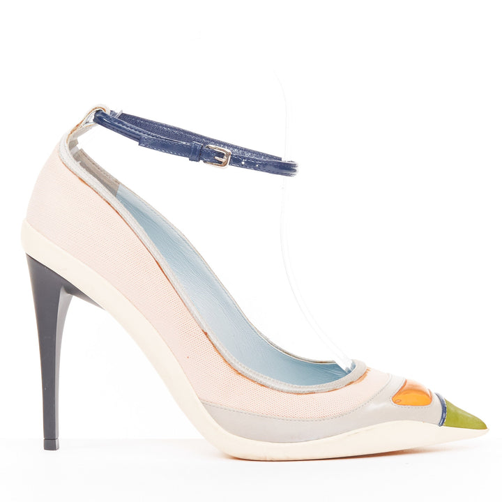 rare CHRISTIAN DIOR 2014 Runway Raf Simons sportif multi satin patent pumps EU37