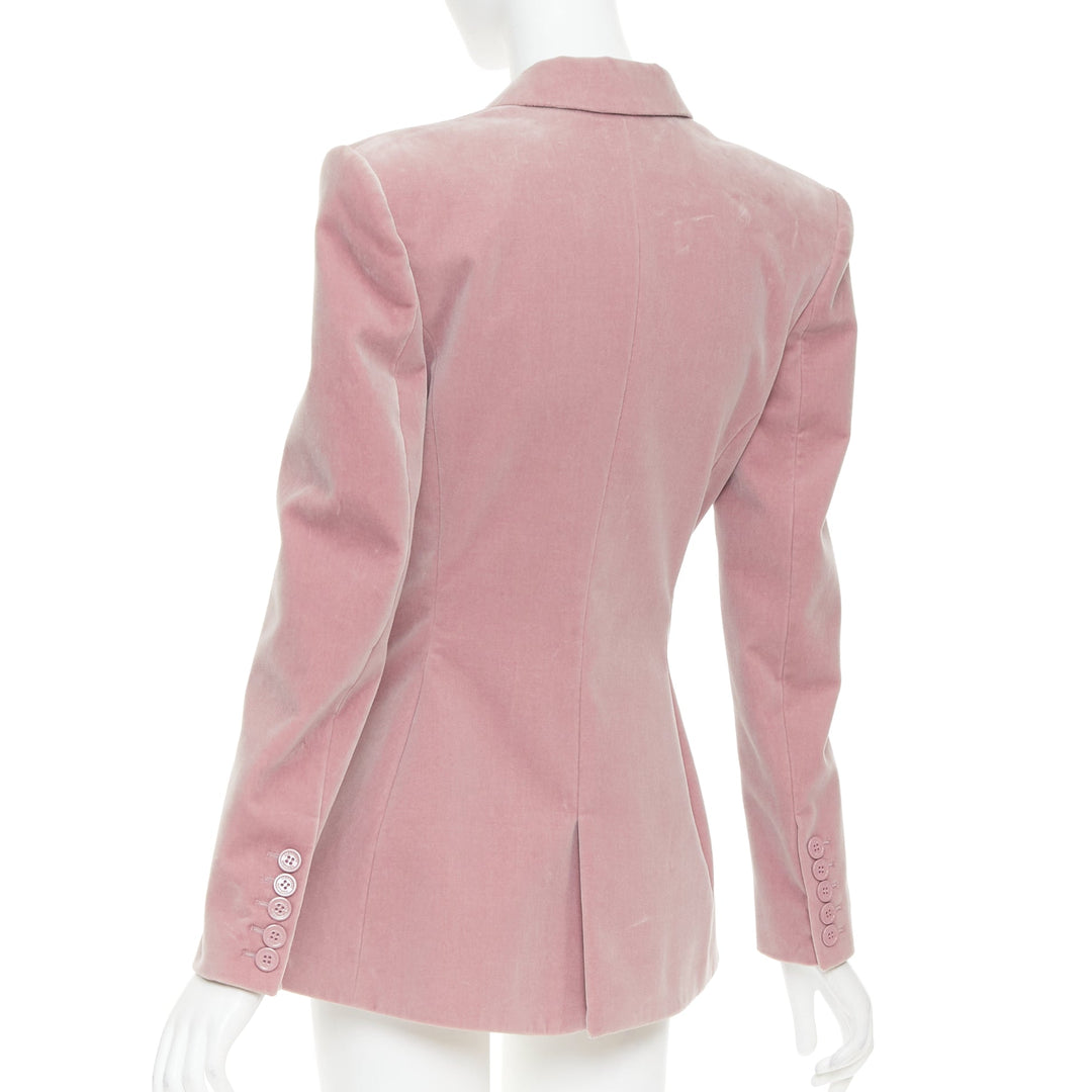 ALEXANDRE VAUTHIER Runway blush pink velvet single breasted blazer jacket
