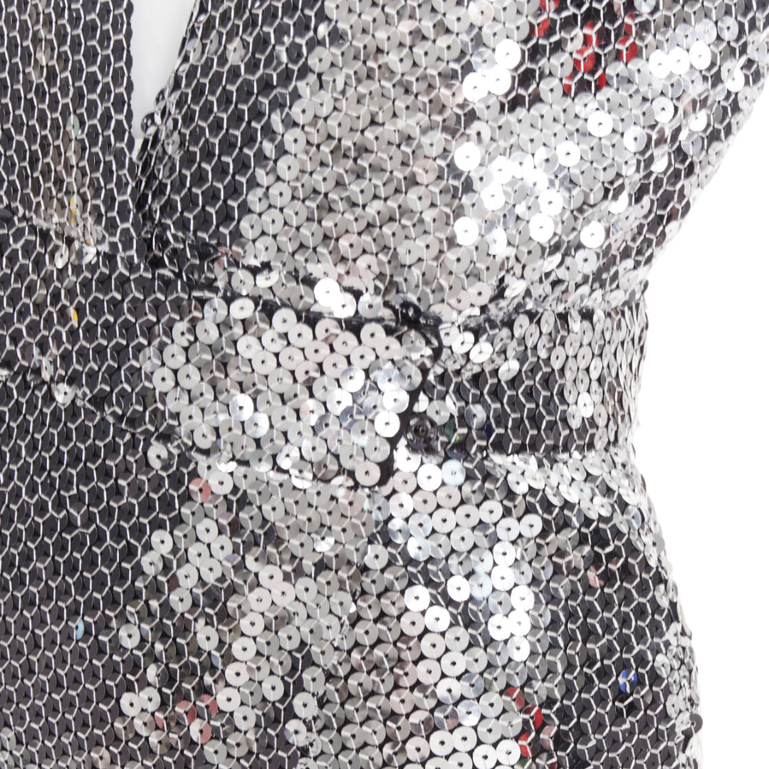 ALEXANDRE VAUTHIER COUTURE SS2015 Runway silver sequin plunge neck gown dress