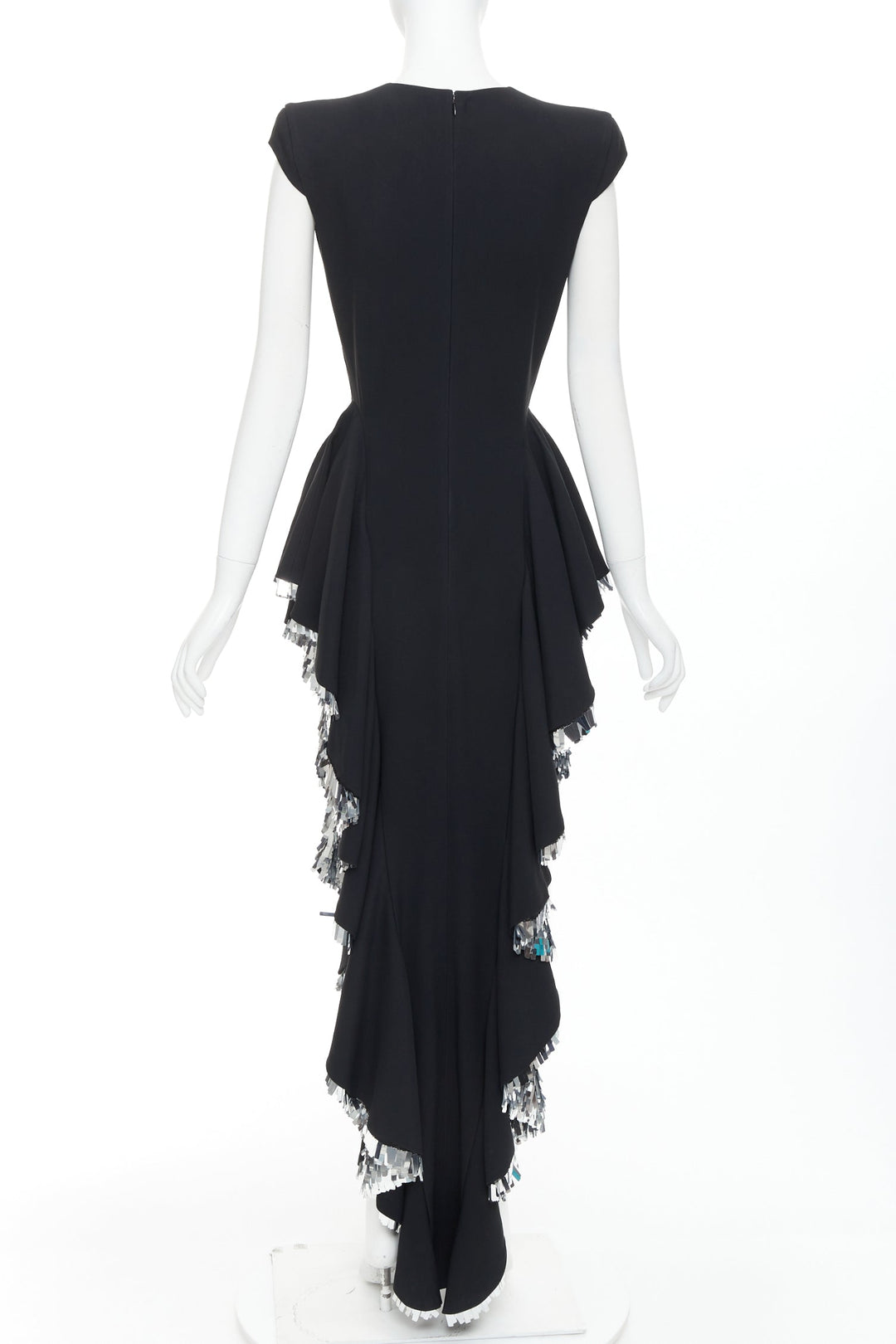 rare ALEXANDRE VAUTHIER COUTURE SS2023 Runway black silver sequin ruffle dress