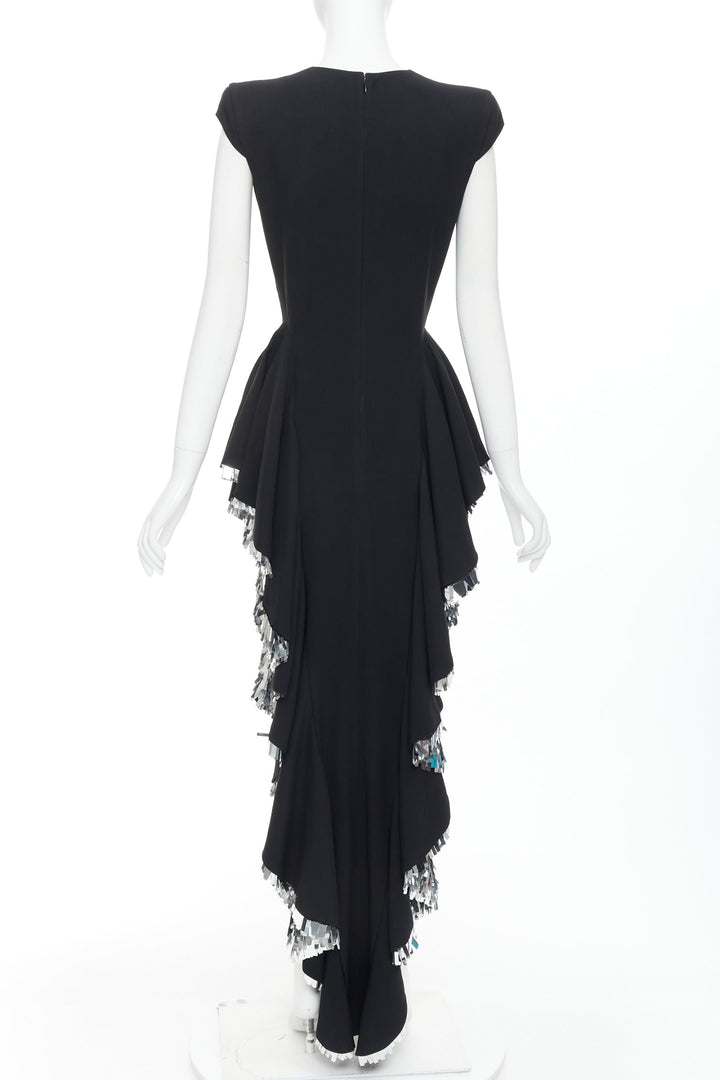 rare ALEXANDRE VAUTHIER COUTURE SS2023 Runway black silver sequin ruffle dress