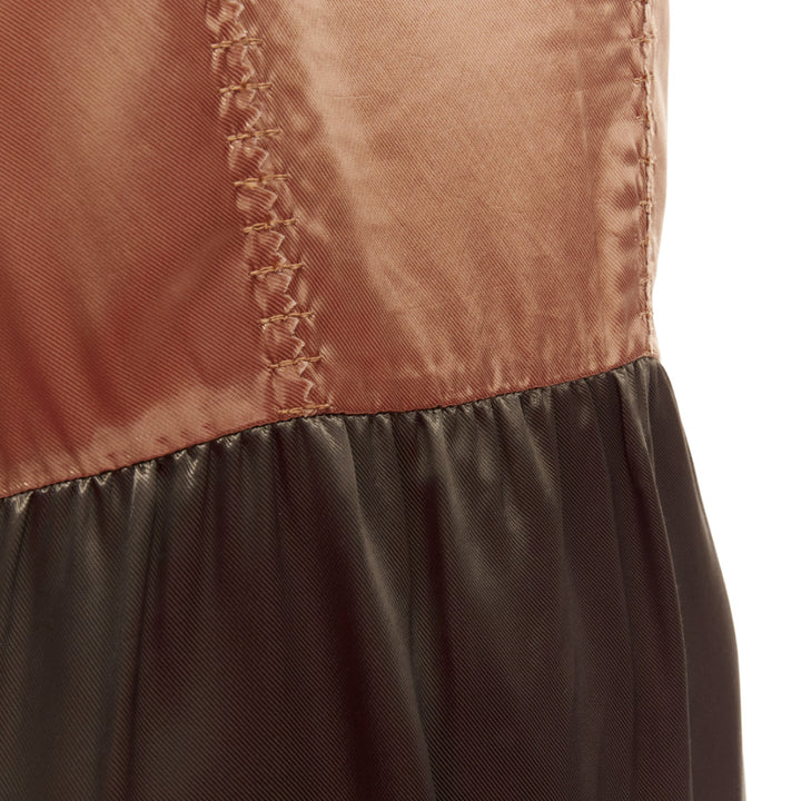 MARNI 2011 bronze brown satin colorblocked sleeveless dress IT40 S