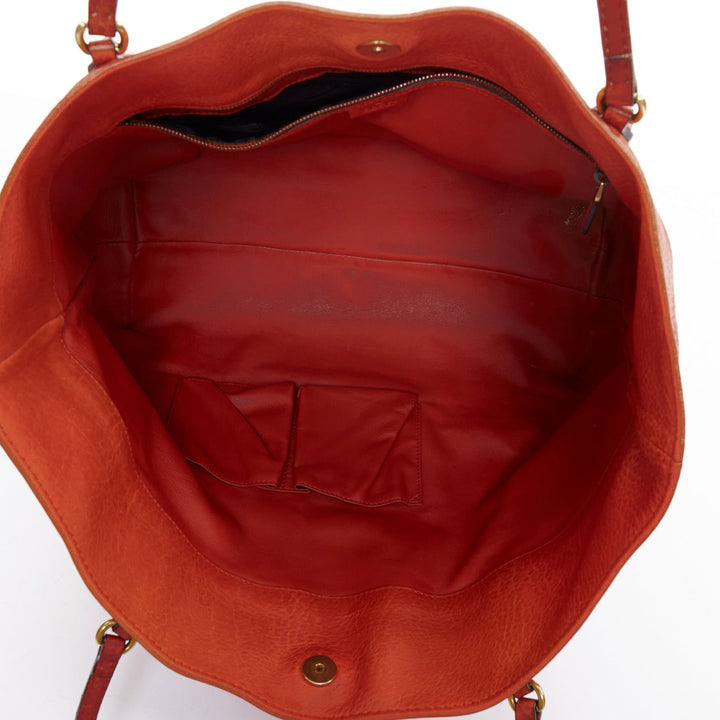 GUCCI Laidback Crafty tan calf leather scaled panel bamboo hardware tote bag