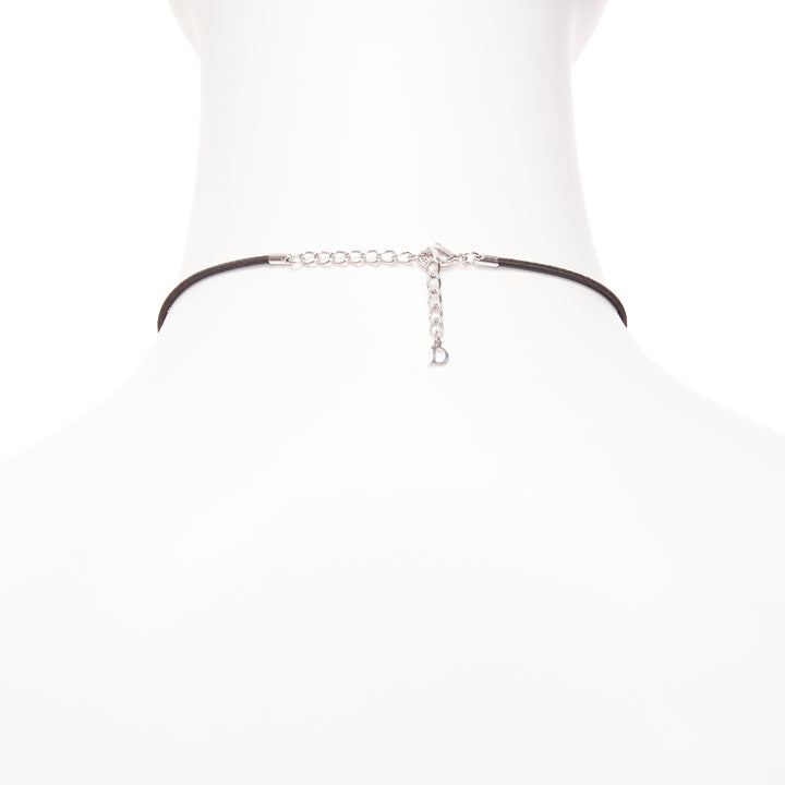 rare CHRISTIAN DIOR John Galliano Vintage silver plated crystal logo tag choker