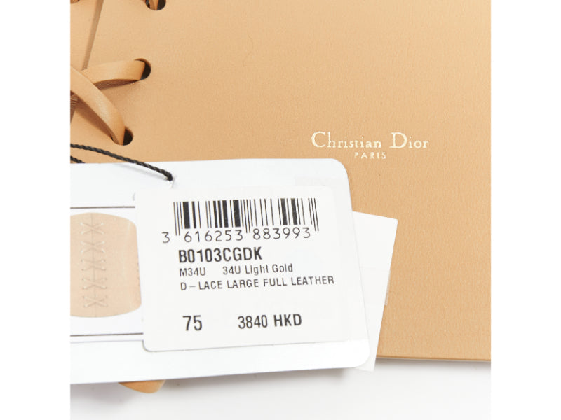 CHRISTIAN DIOR 2021 D-Lace tan brown light gold lace leather corset belt 75cm