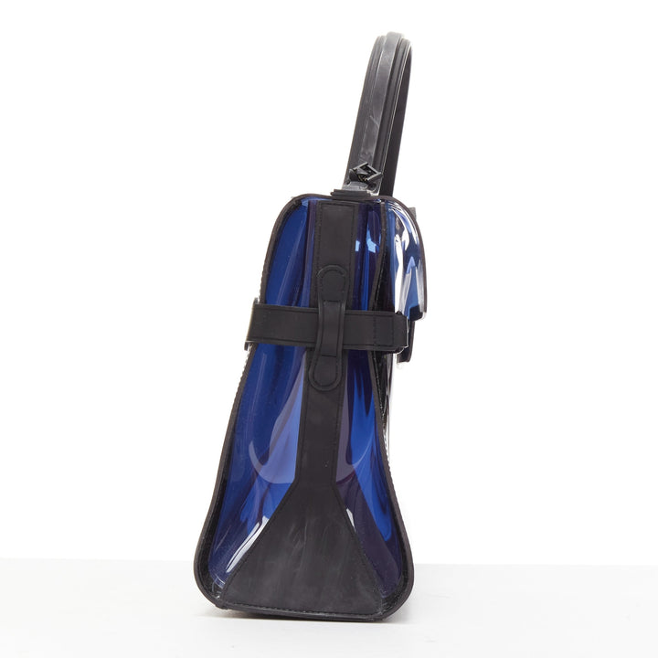 DELVAUX PVC Tempete Dark Night Bleu De Prusse navy flap satchel bag