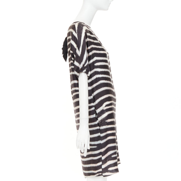 STELLA MCCARTNEY 2009  100% silk black zebra stripe print tent dress IT38 XS