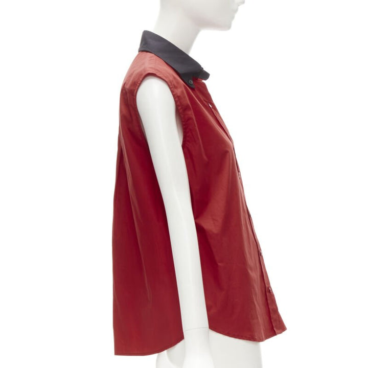 Female mannequin wearing Prada by Miuccia Prada Red Feels like cotton Women Vests in Size  S | Available at JHROP