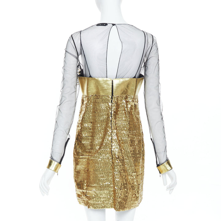 rare TOM FORD 2015 Runway Lisa Eisner spike nipple brooch leather dress IT42 M