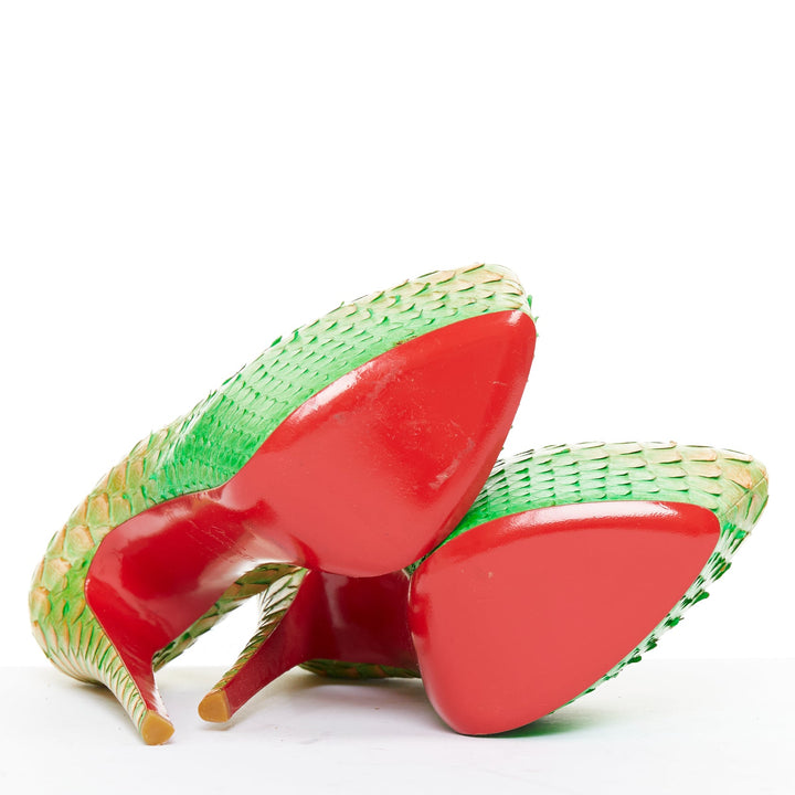 CHRISTIAN LOUBOUTIN Daffodile 160 Menthe ombre green scale platform heels EU36.5