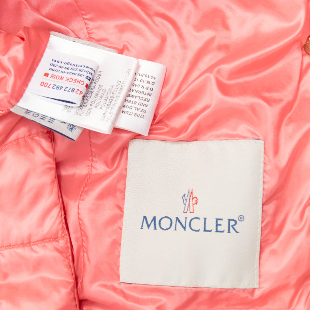 MONCLER 2013 pink ruched trim 4 pocket cropped padded jacket Sz1 S