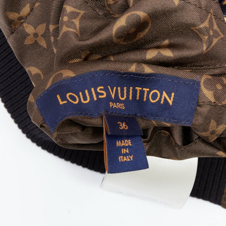LOUIS VUITTON 2021 Reversible LV monogram cropped bomber jacket FR36 S