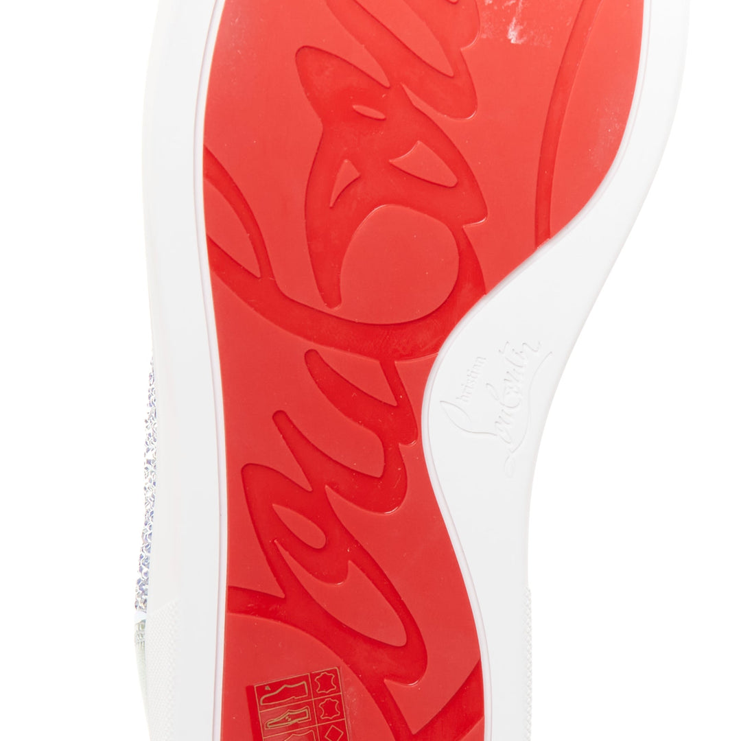 CHRISTIAN LOUBOUTIN Louis Junior Strass Flat Iridescent crystal low sneaker EU43
