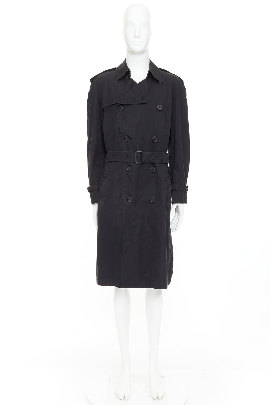 BURBERRY Westminster Heritage black Gabardine House Check  trench coat IT48 M