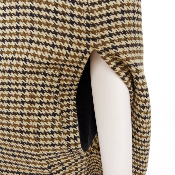 SAINT LAURENT 2014 Hedi Slimane Runway wool houndstooth caped coat FR34 XS