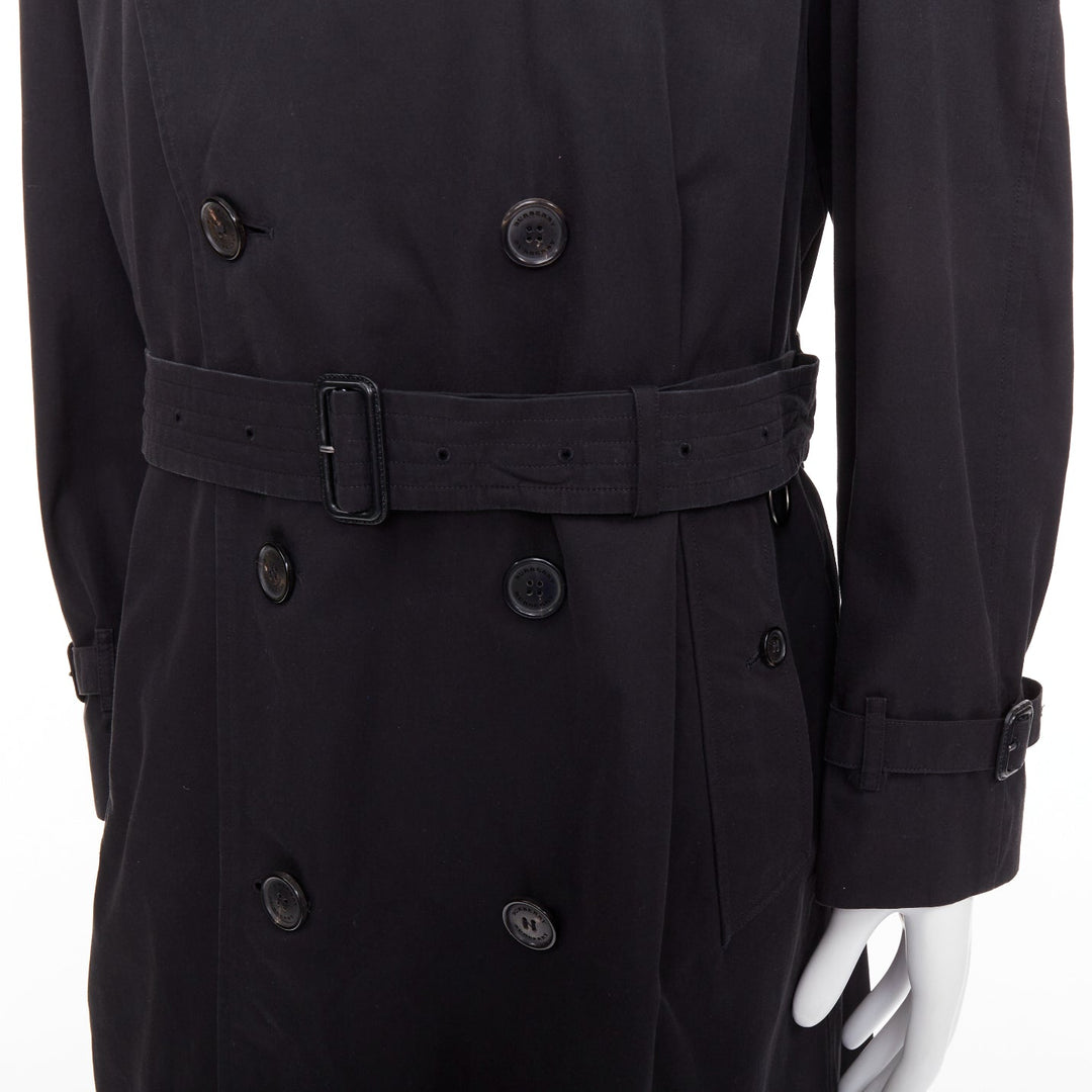 BURBERRY Westminster Heritage black Gabardine House Check  trench coat IT48 M