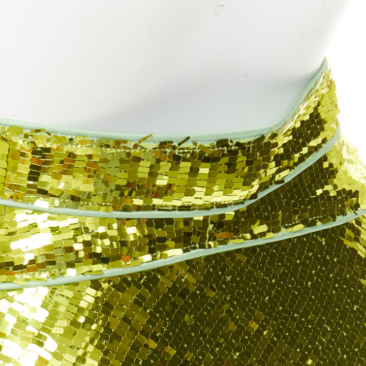 DSQUARED2 acid lime green rectangular sequins piping trim skater skirt IT38 XS