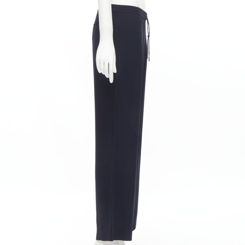 THE ROW navy blue pinstripe flowy relaxed trousers pants US0 XS