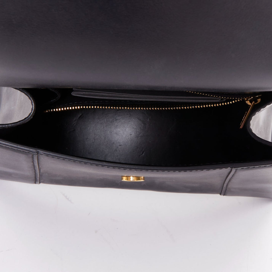 BALENCIAGA 2019 Demna Hourglass Small black smooth leather B flap bag