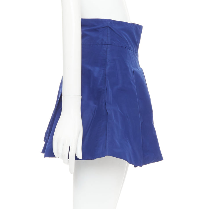 MIU MIU Vintage 2006 blue nylon box pleat A-line high waisted mini skirt IT38 XS