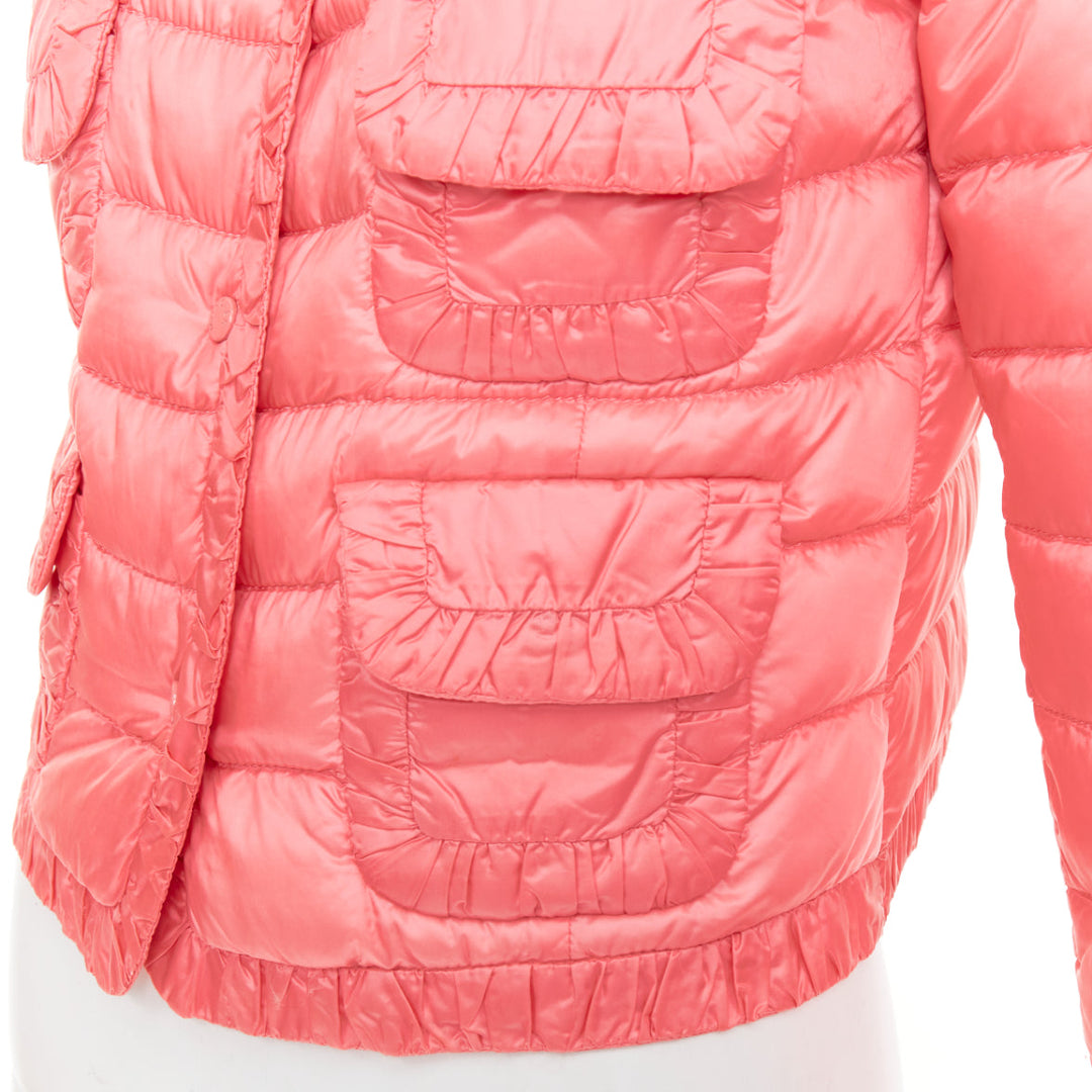 MONCLER 2013 pink ruched trim 4 pocket cropped padded jacket Sz1 S