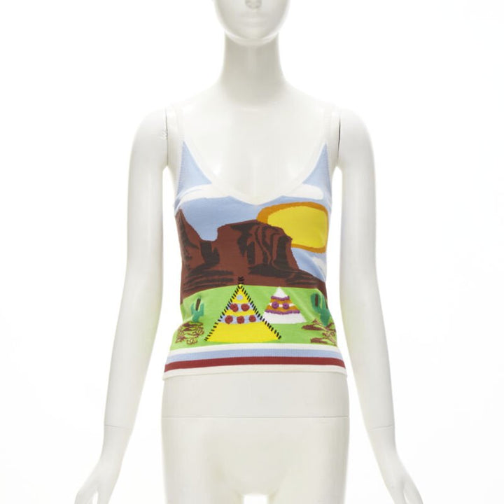 rare DSQUARED2 Vintage Y2K Camping Scene knitted camisole tank S