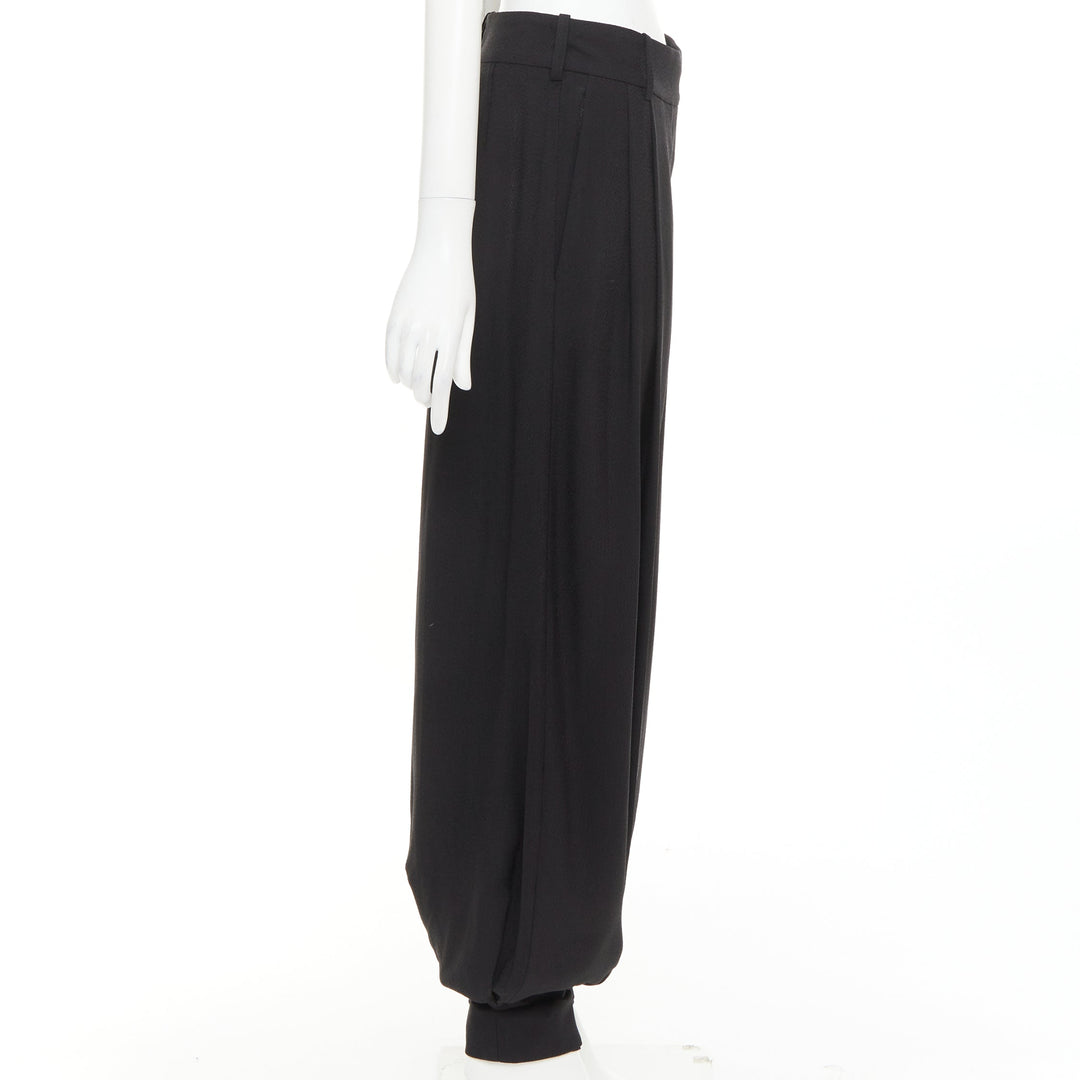ALEXANDRE VAUTHIER COUTURE black pleated cuffed drop crotch barrel balloon pants