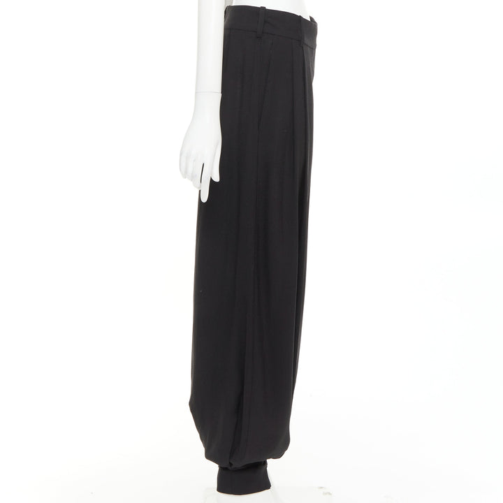 ALEXANDRE VAUTHIER COUTURE black pleated cuffed drop crotch barrel balloon pants