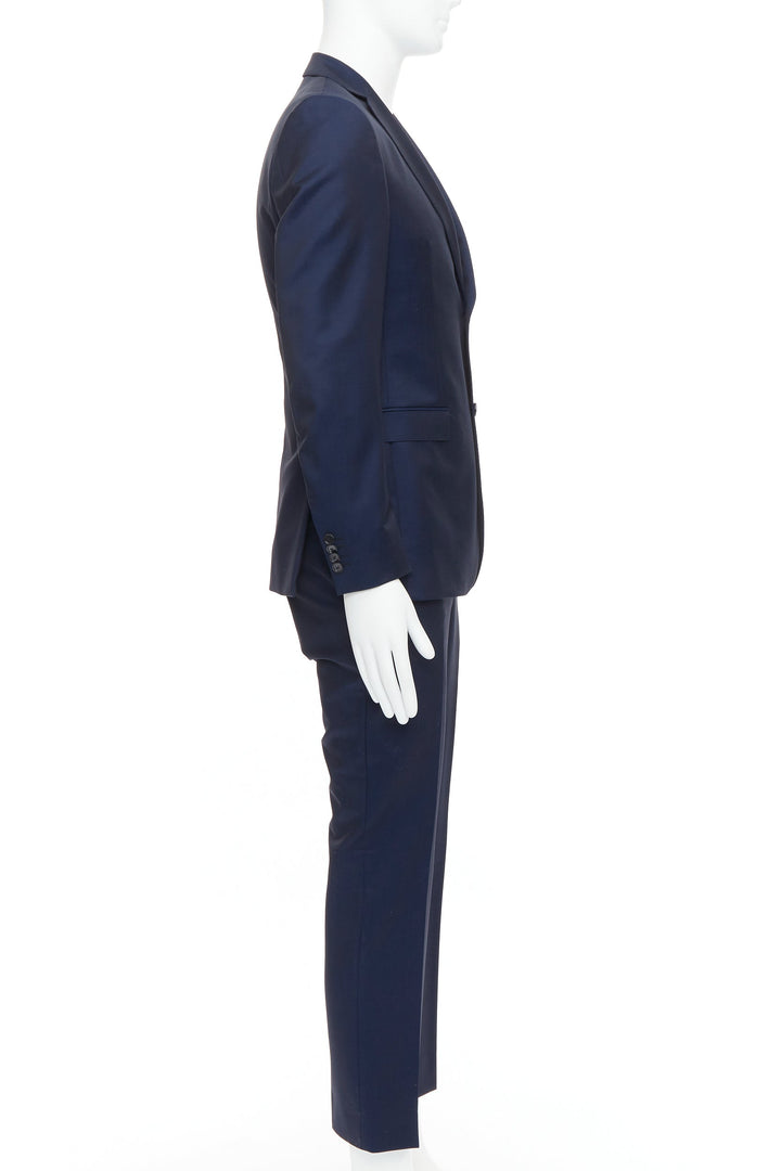 Z ZEGNA Drop 8 navy blue wool mohair low shine slim blazer pants suit EU46 S