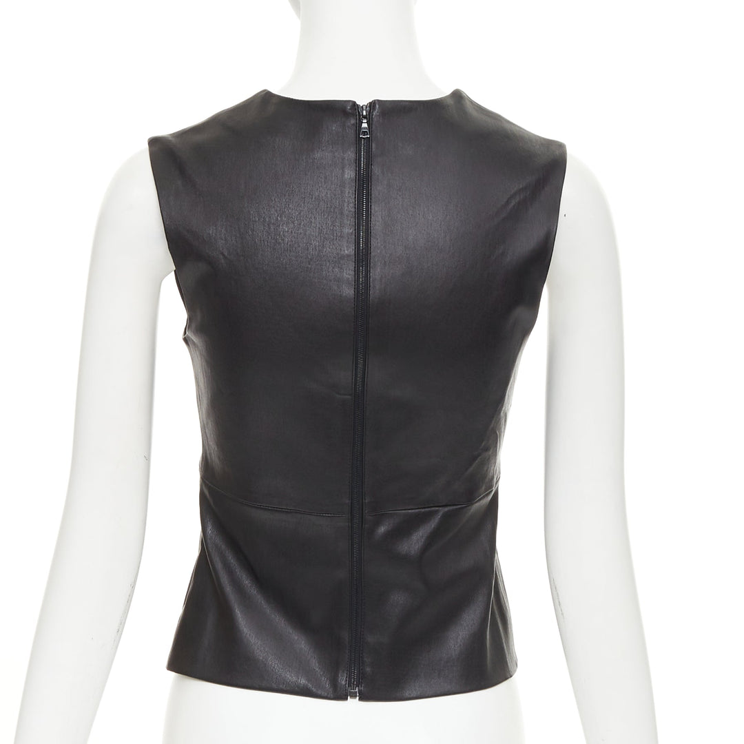 THE ROW soft lambskin stretch minimal seam sleeveless shell top US4 S