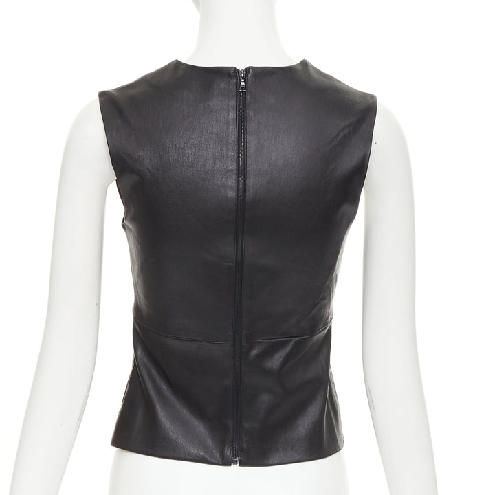 THE ROW soft lambskin stretch minimal seam sleeveless shell top US4 S