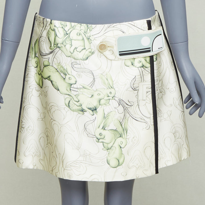 PRADA 2018 Runway James Jean Fairy print rubber tab wrap skirt IT42 M