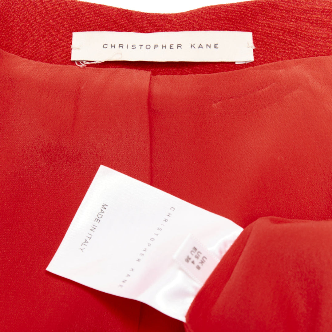 CHRISTOPHER KANE red heart embroidered cut out side A-line skirt UK8 S
