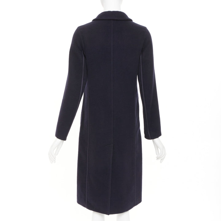 HERMES solid black double face pure cashmere single breasted outerwear FR34 XS