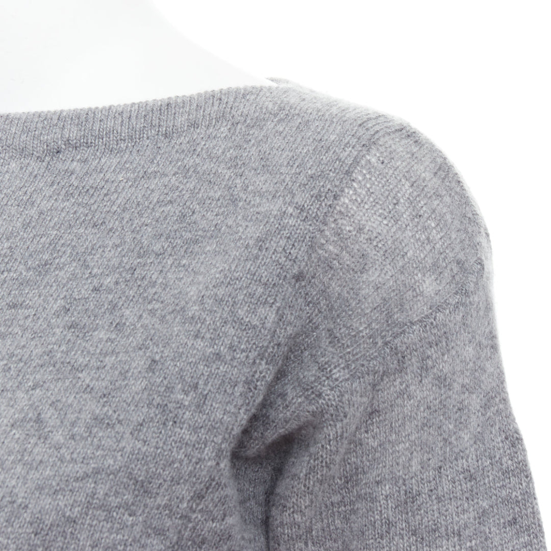 PRADA grey bateau neck panelled crop sleeves sweater