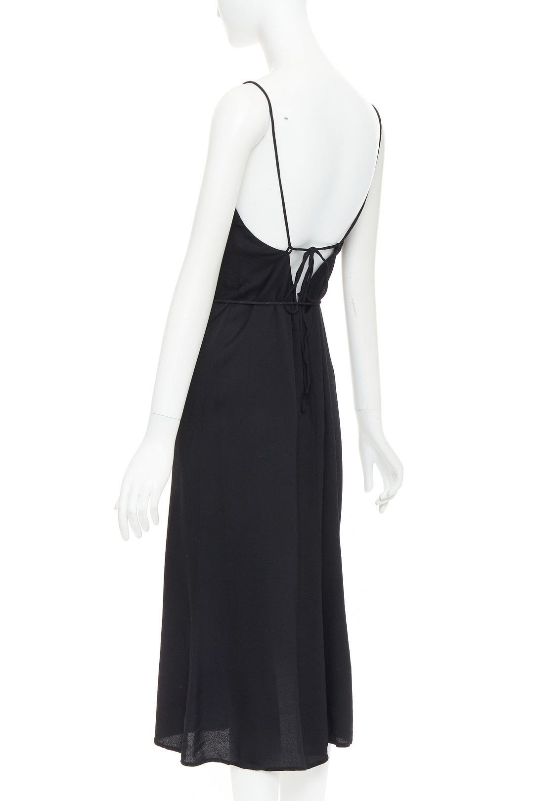 REFORMATION black viscose blend tie waist open back midi dress M